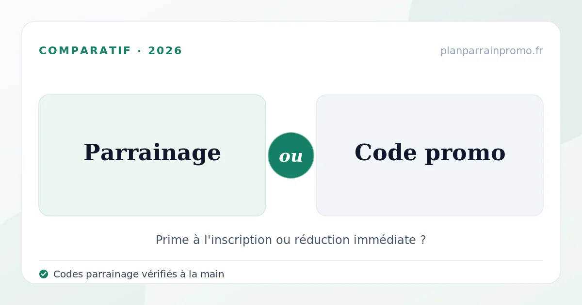 Parrainage ou code promo en 2026 : quelle différence et lequel choisir ?