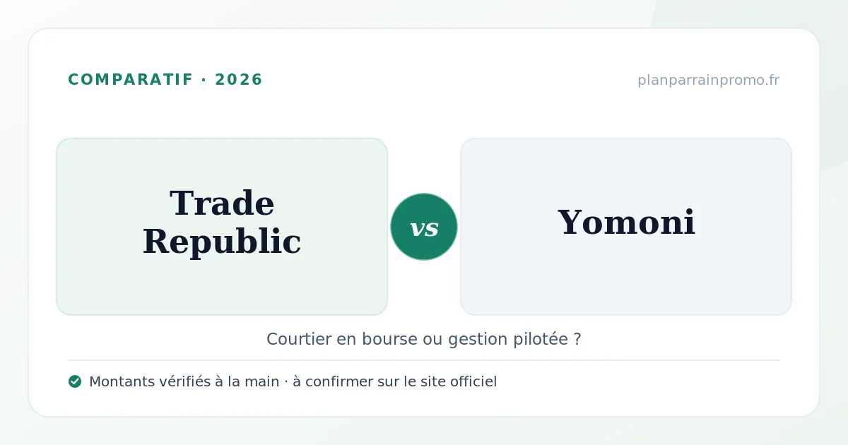 Trade Republic vs Yomoni parrainage 2026 : lequel choisir ?