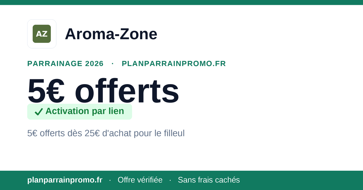 Parrainage Aroma-Zone 2026 : 5€ offerts dès 25€