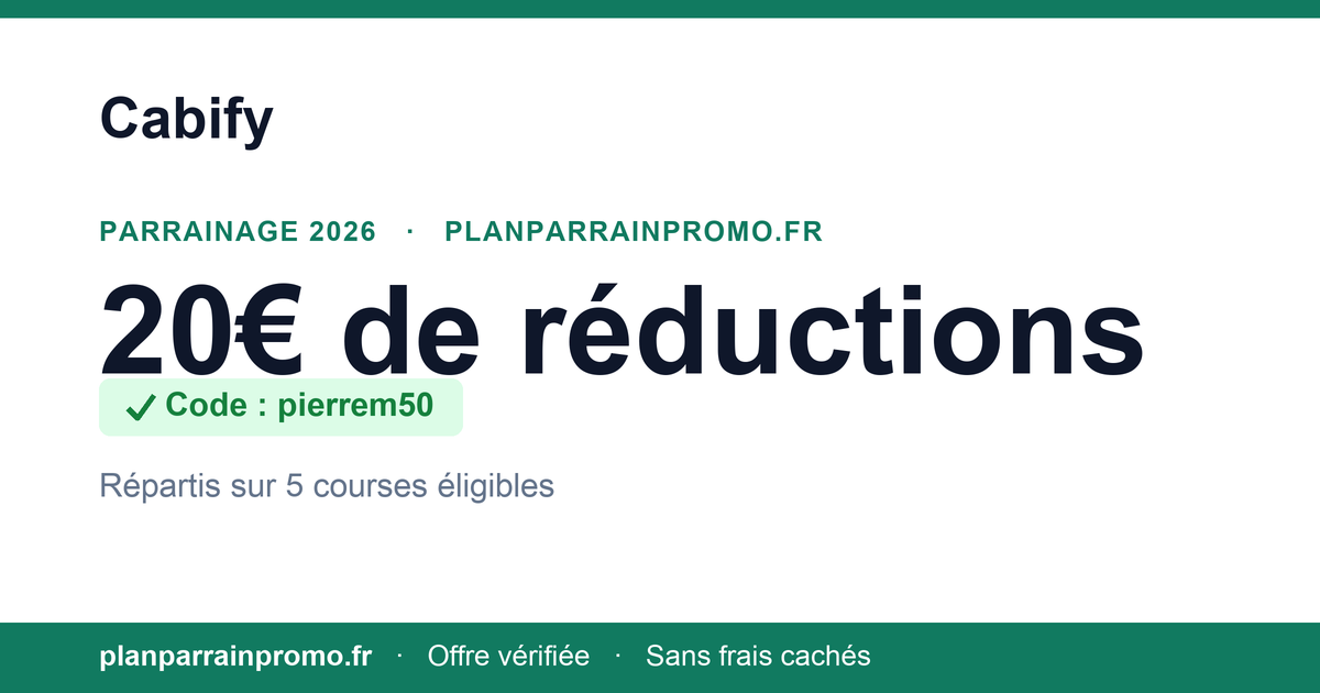 Código referido Cabify pierrem50, 20 € en 5 viajes