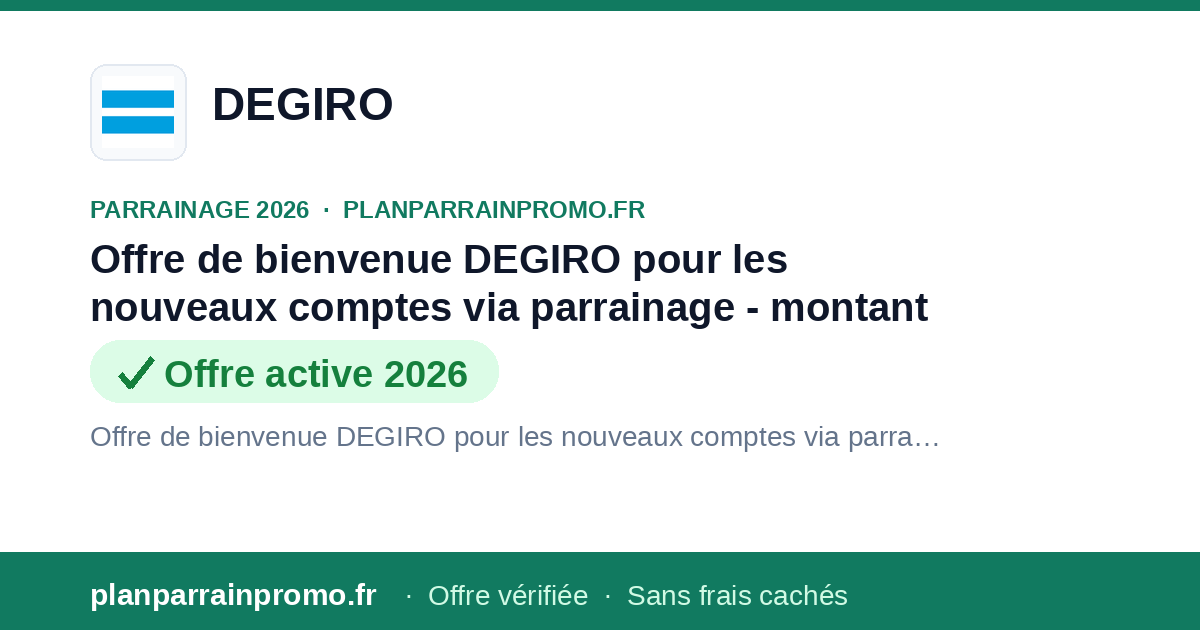 Code Parrainage DEGIRO 2026 : offre de bienvenue courtage