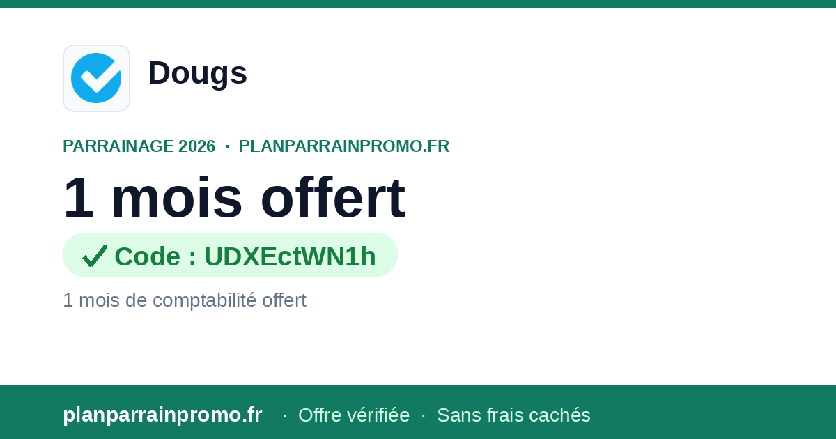 Code Parrainage Dougs 2026 : 1 mois de comptabilité offert