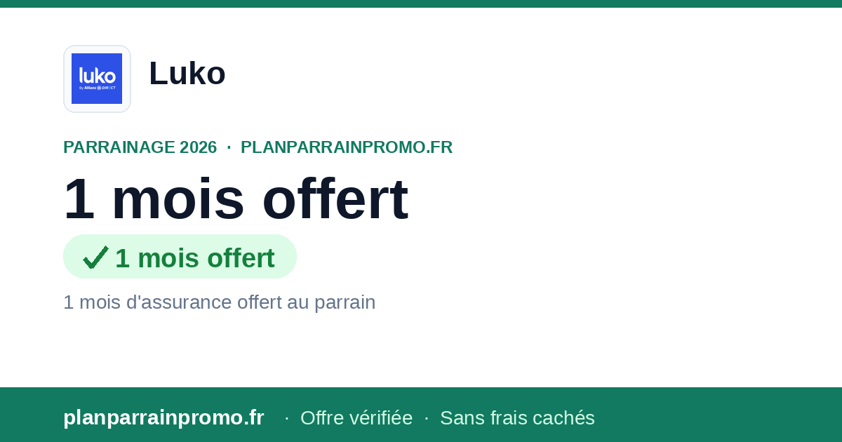 Parrainage Luko 2026 : 1 mois d'assurance habitation