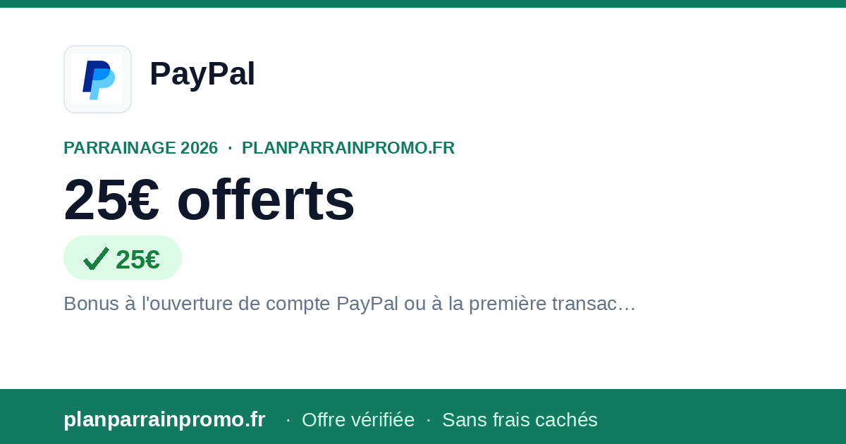 Code Parrainage PayPal 2026 : jusqu'à 10€ offerts